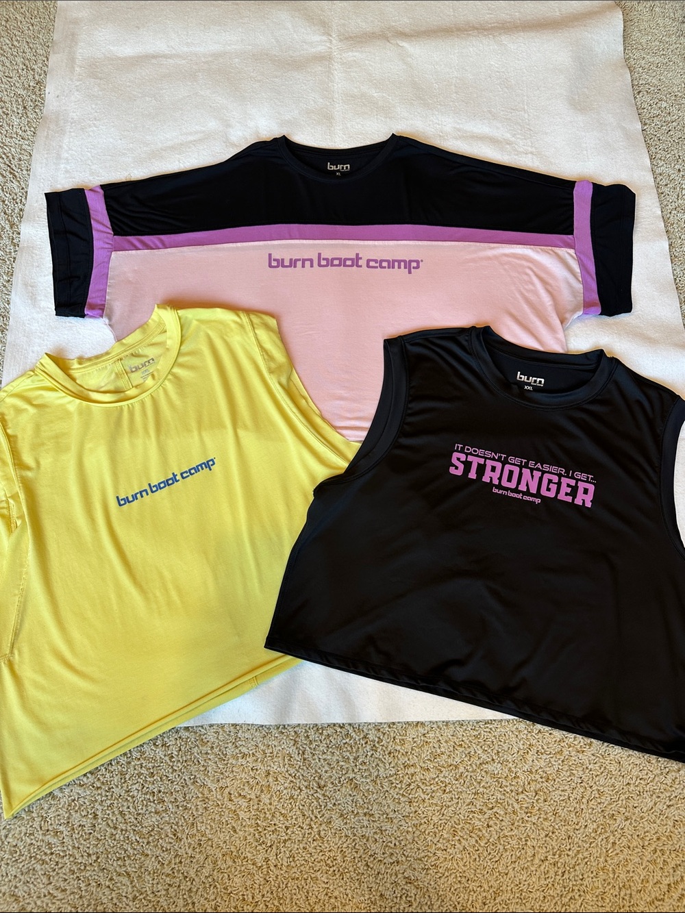 burn boot camp Cropped Performance Top Bundle of 3 size XL, XXL, XXL